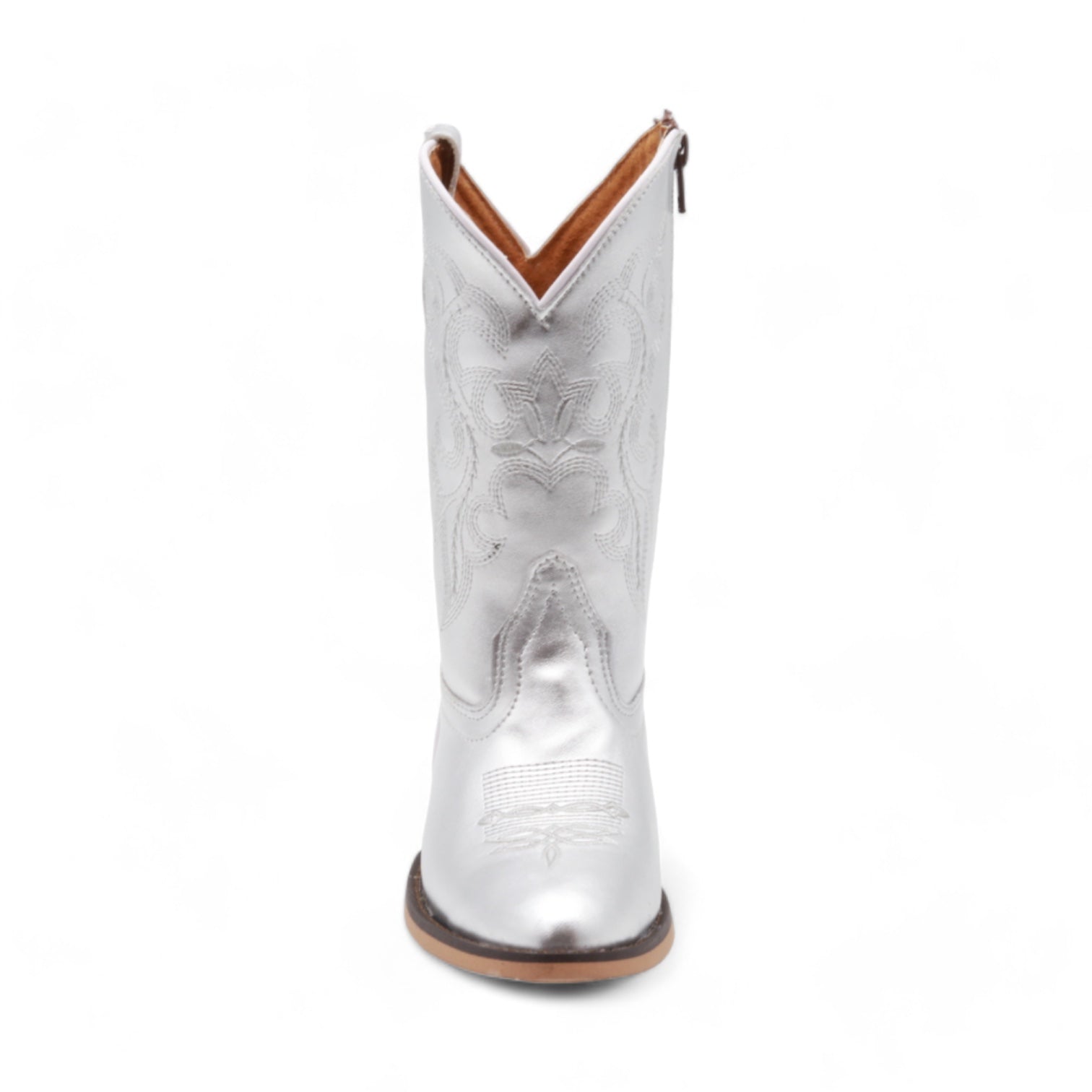 Sadie Juniors Silver Leather Boots