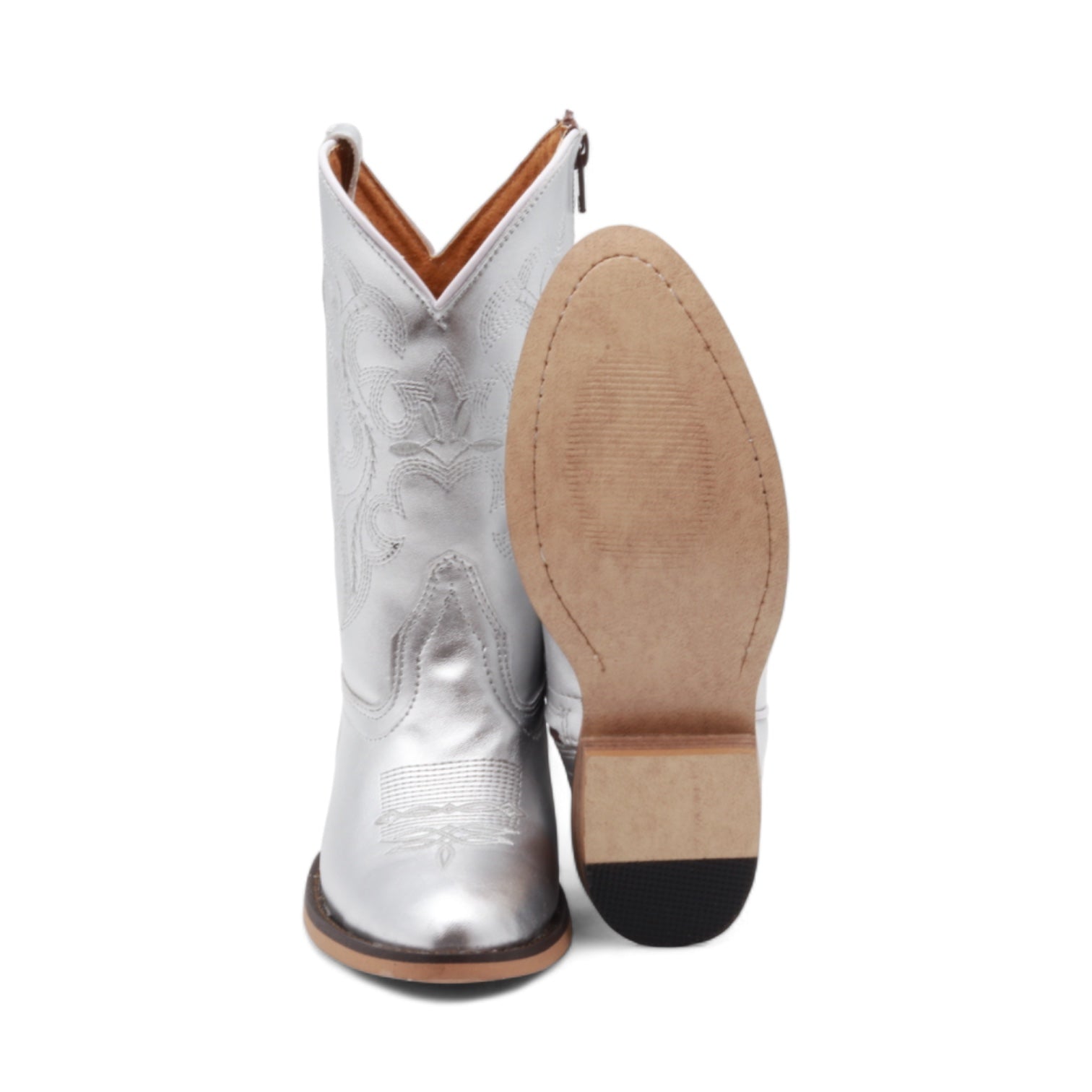 Sadie Juniors Silver Leather Boots