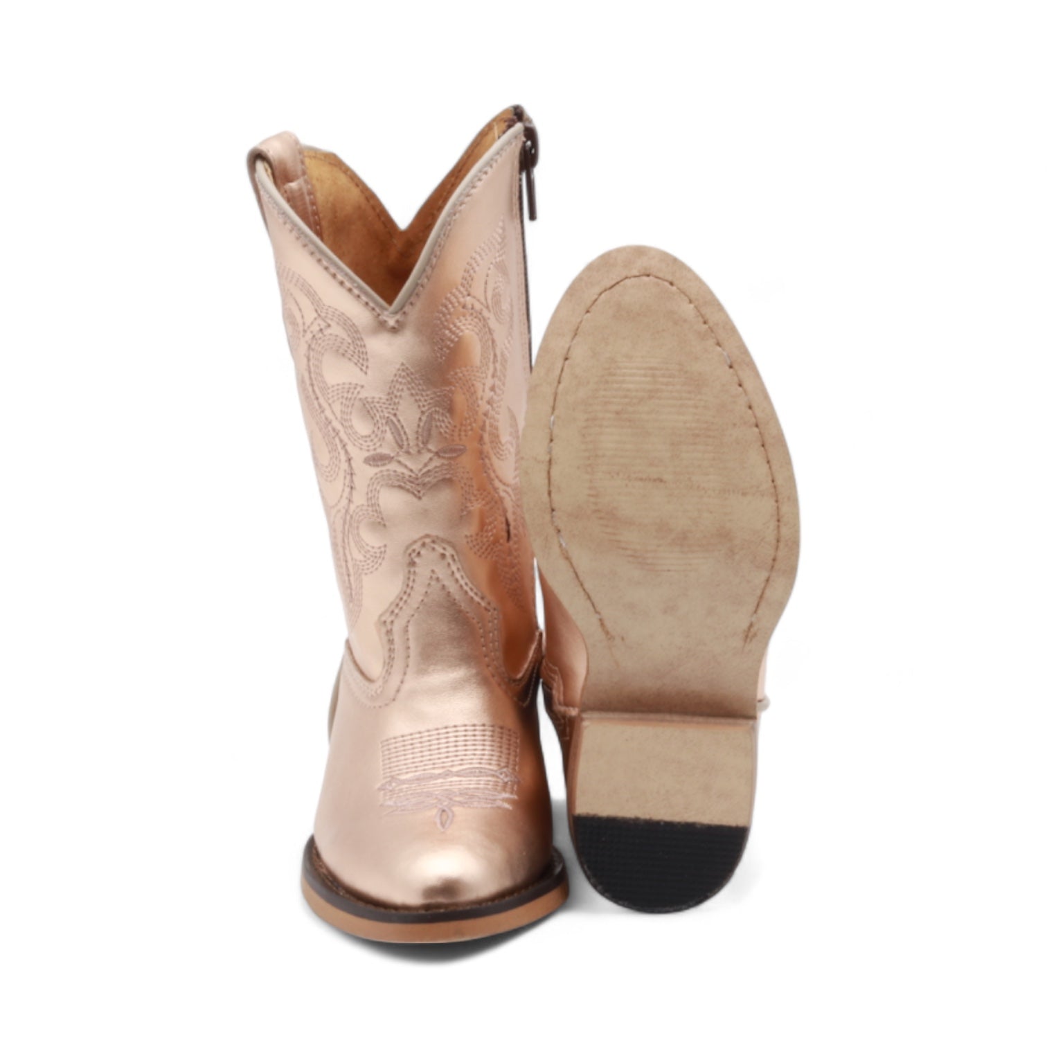 Sadie Kids Rose Gold Leather Boots