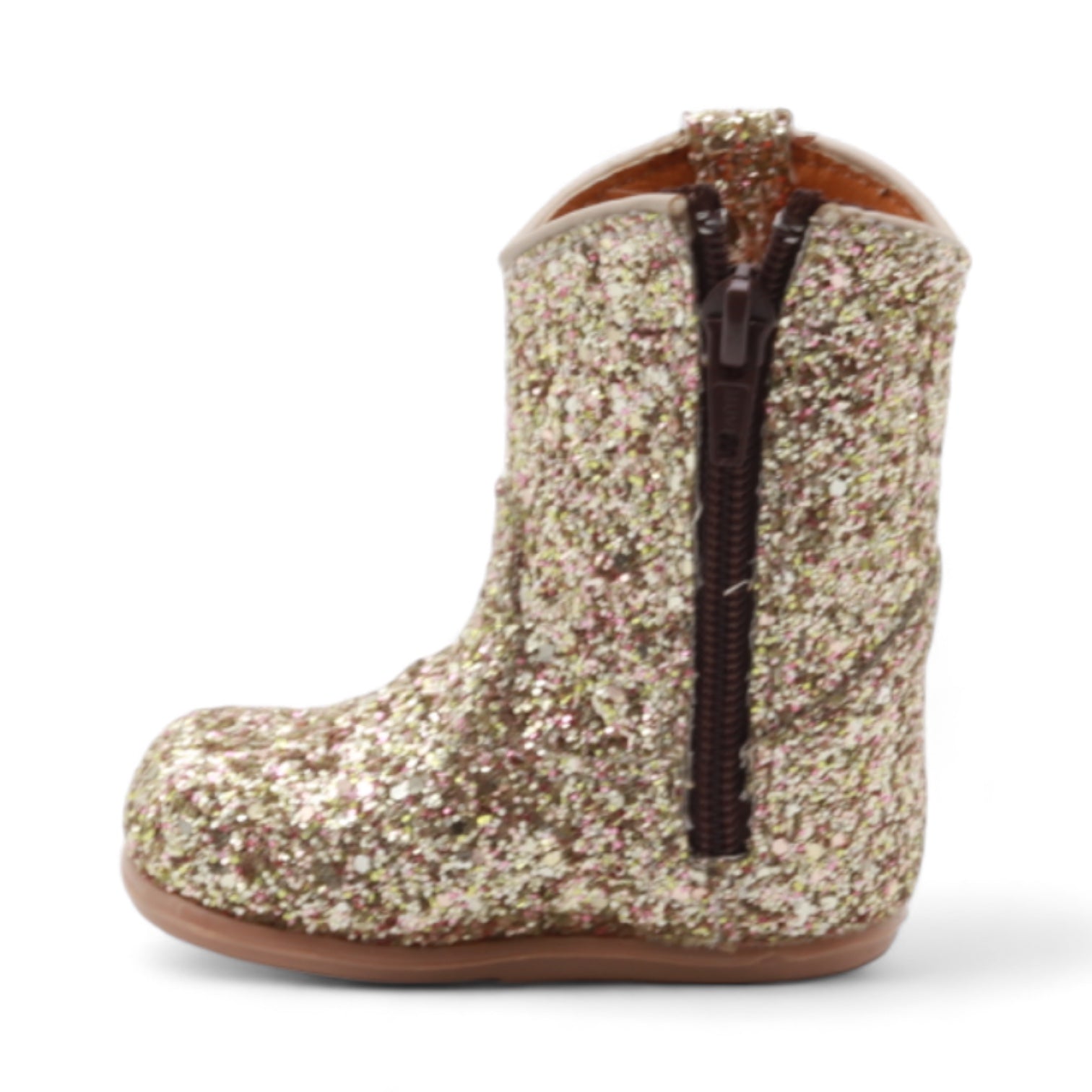 Annie Baby's Gold Glitter Leather Boots