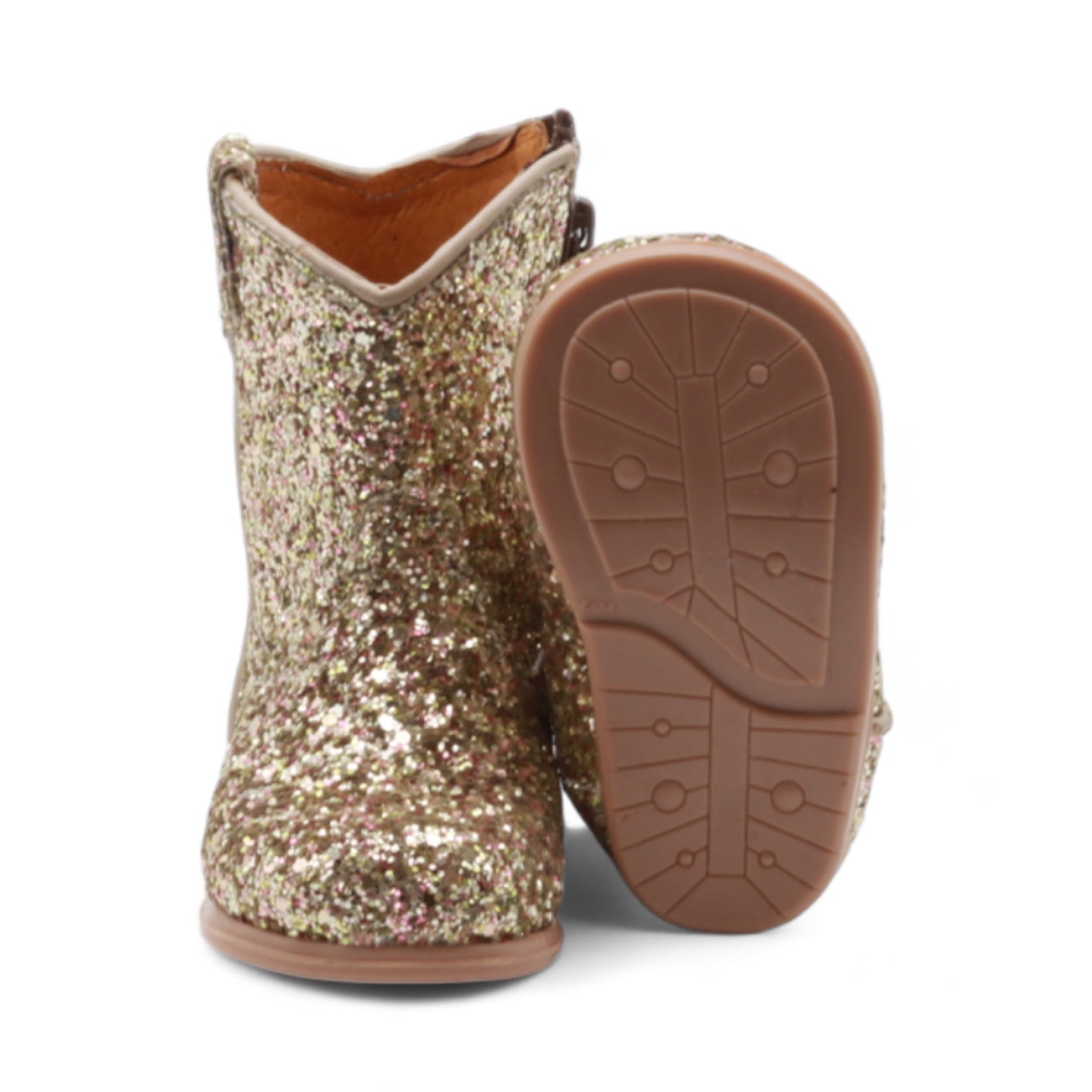 Annie Baby's Gold Glitter Leather Boots