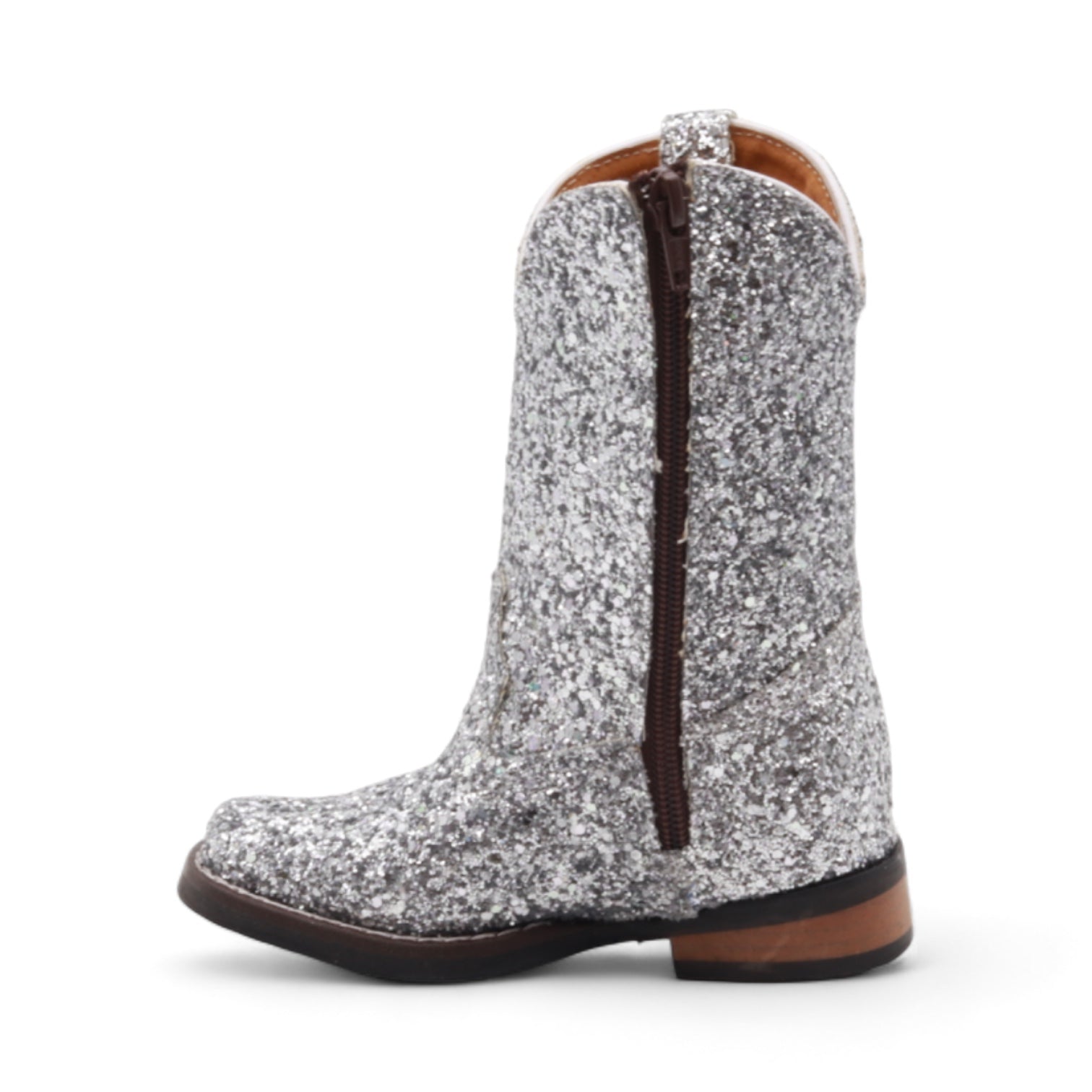 Annie Kids Silver Glitter Leather Boots