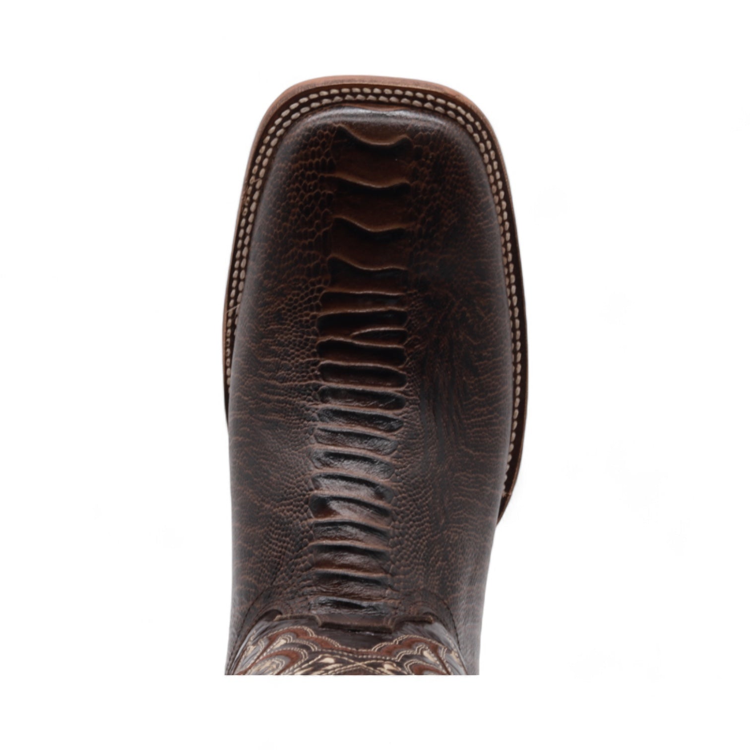 Oregon Men's Brown Ostrich Leg Print Leather Boots