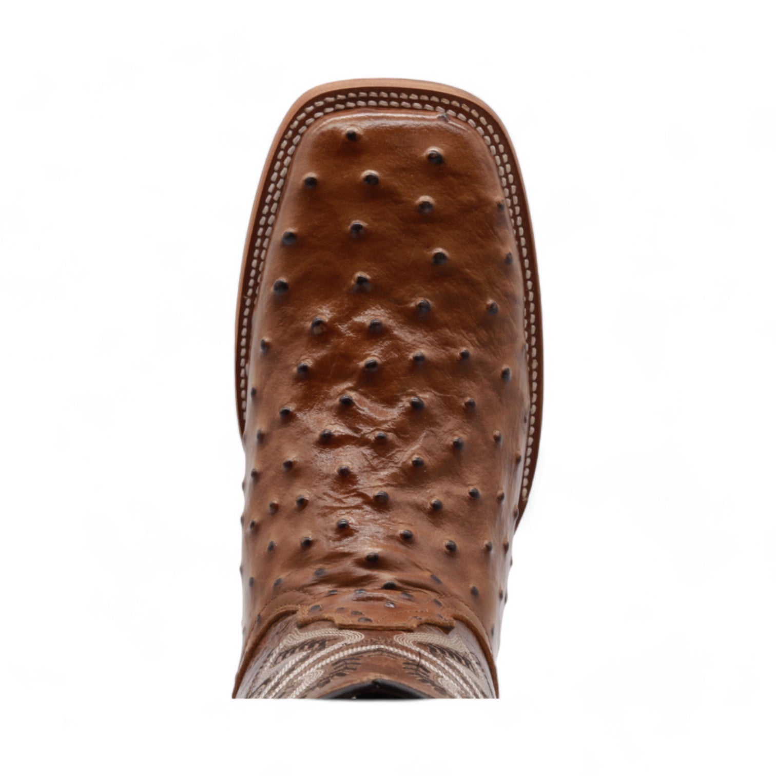 Vermont Men's Camel Ostrich Print Leather Boots