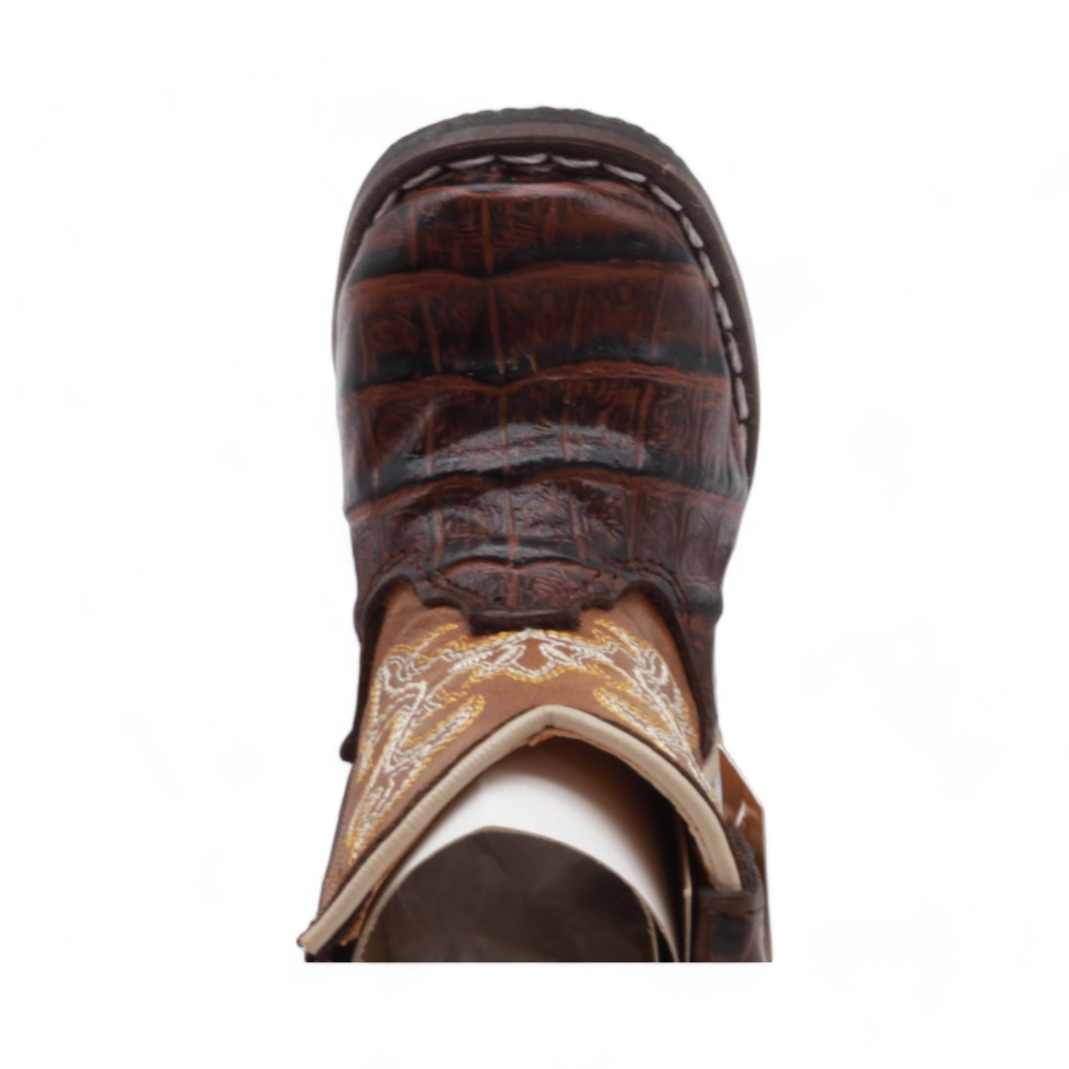 Logan Baby's Brown Crocodile Print Leather Boots