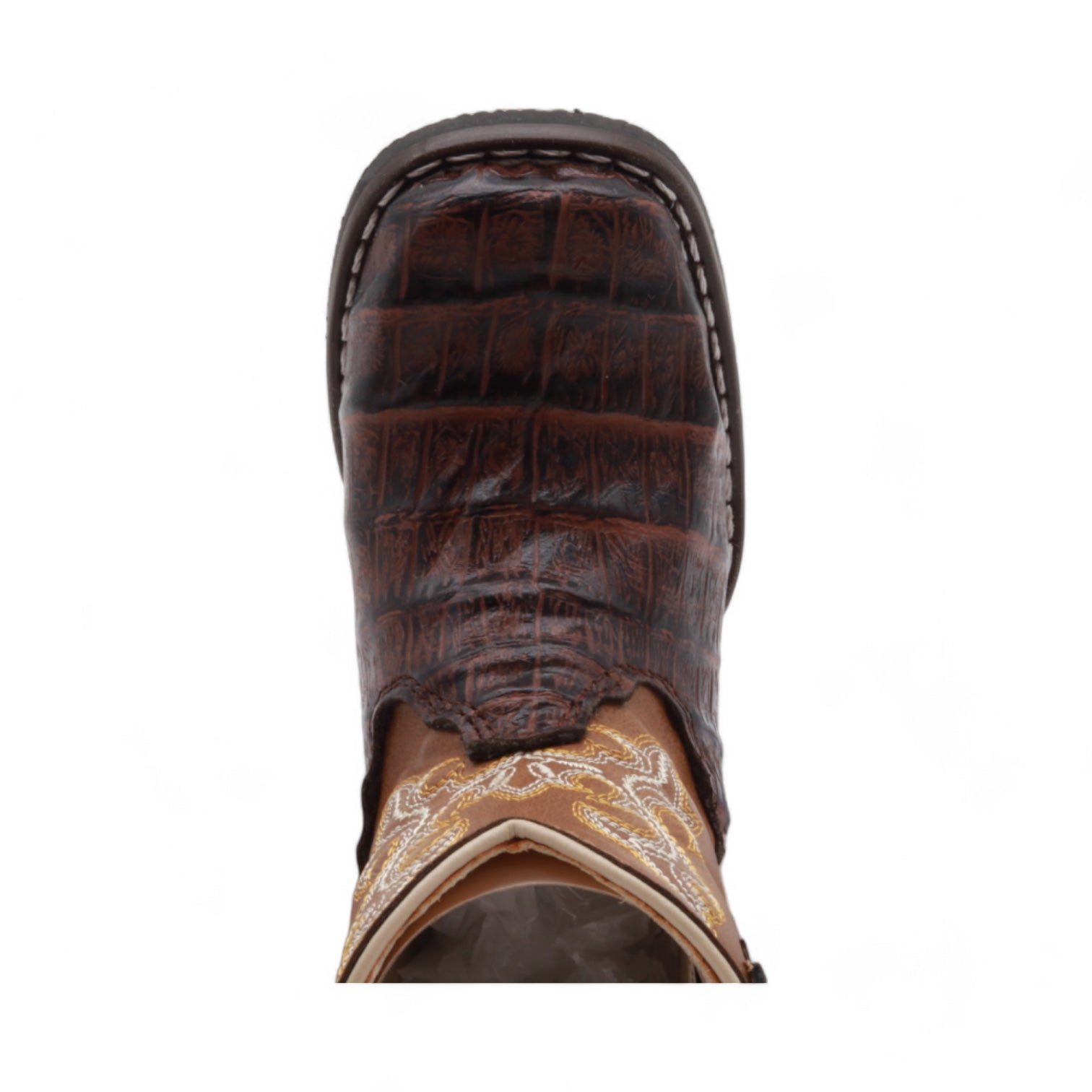 Logan Kids Brown Crocodile Print Leather Boots