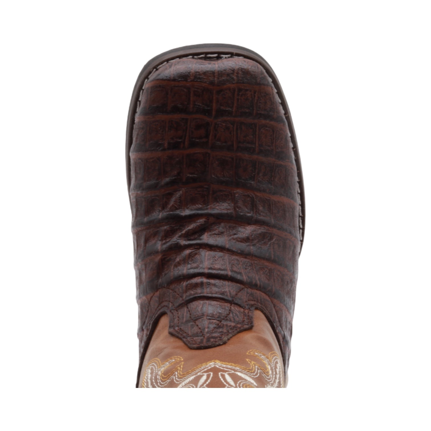 Logan Juniors Brown Crocodile Print Leather Boots