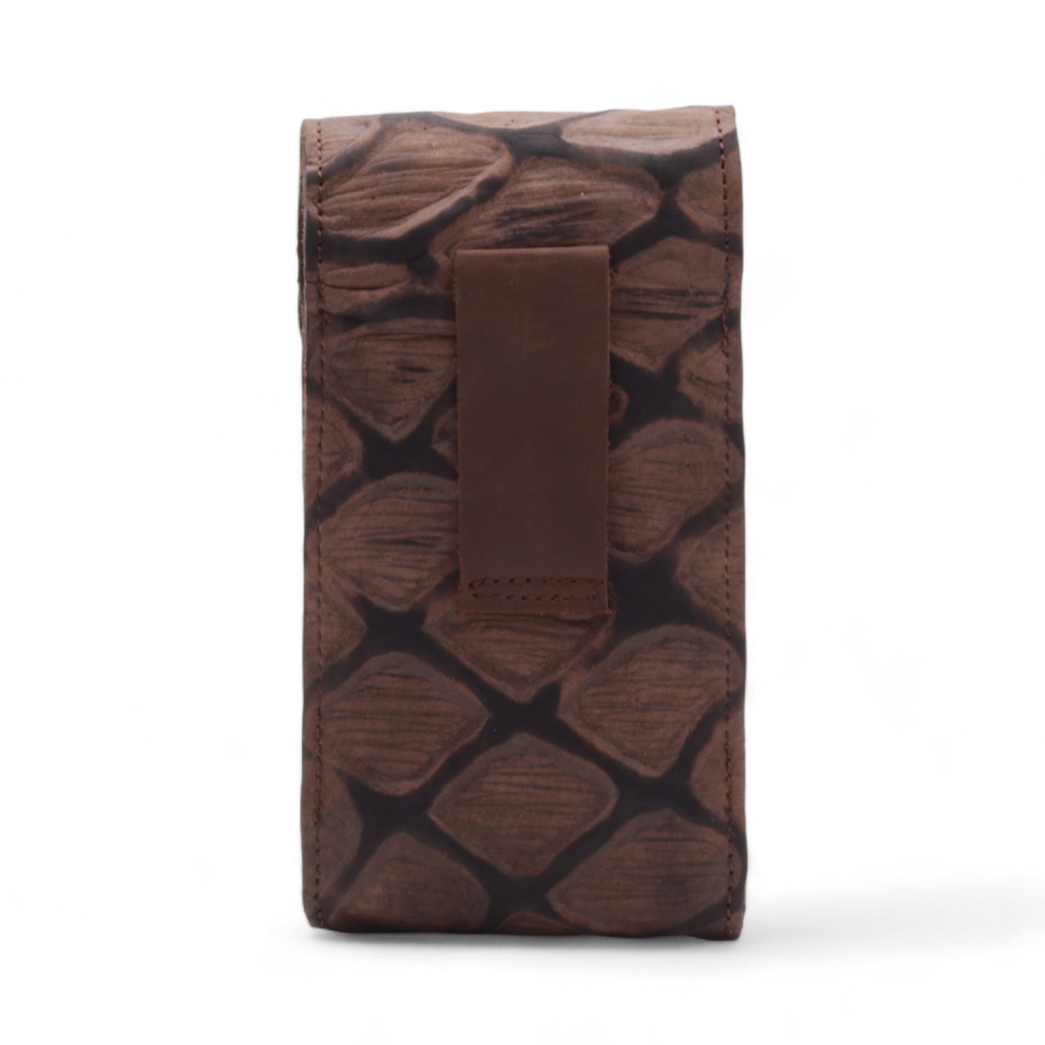 Kansas Brown Pirarucu Print Leather Phone Case