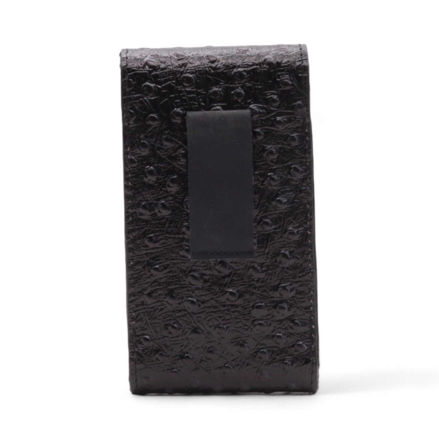 Vermont Black Ostrich Print Leather Phone Case