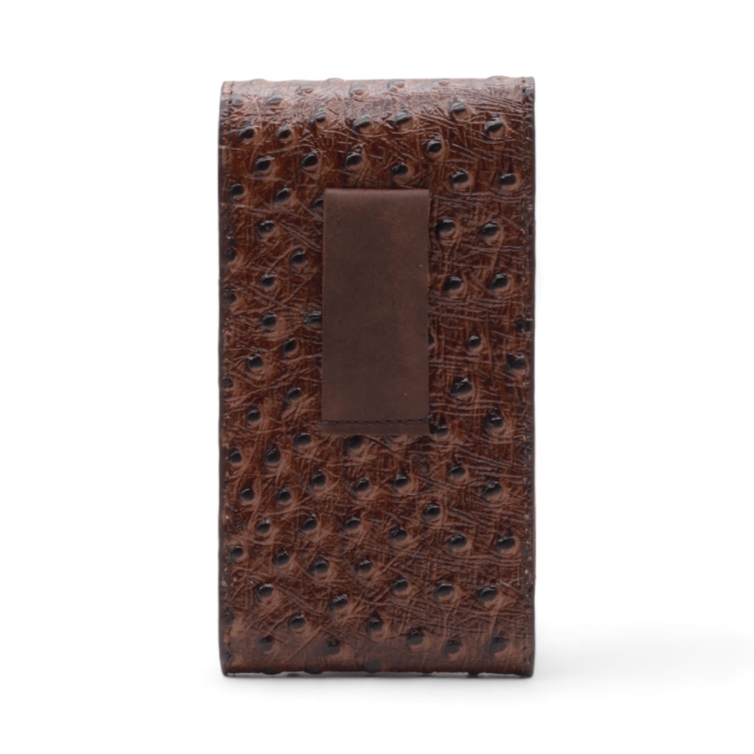 Vermont Brown Ostrich Print Leather Phone Case