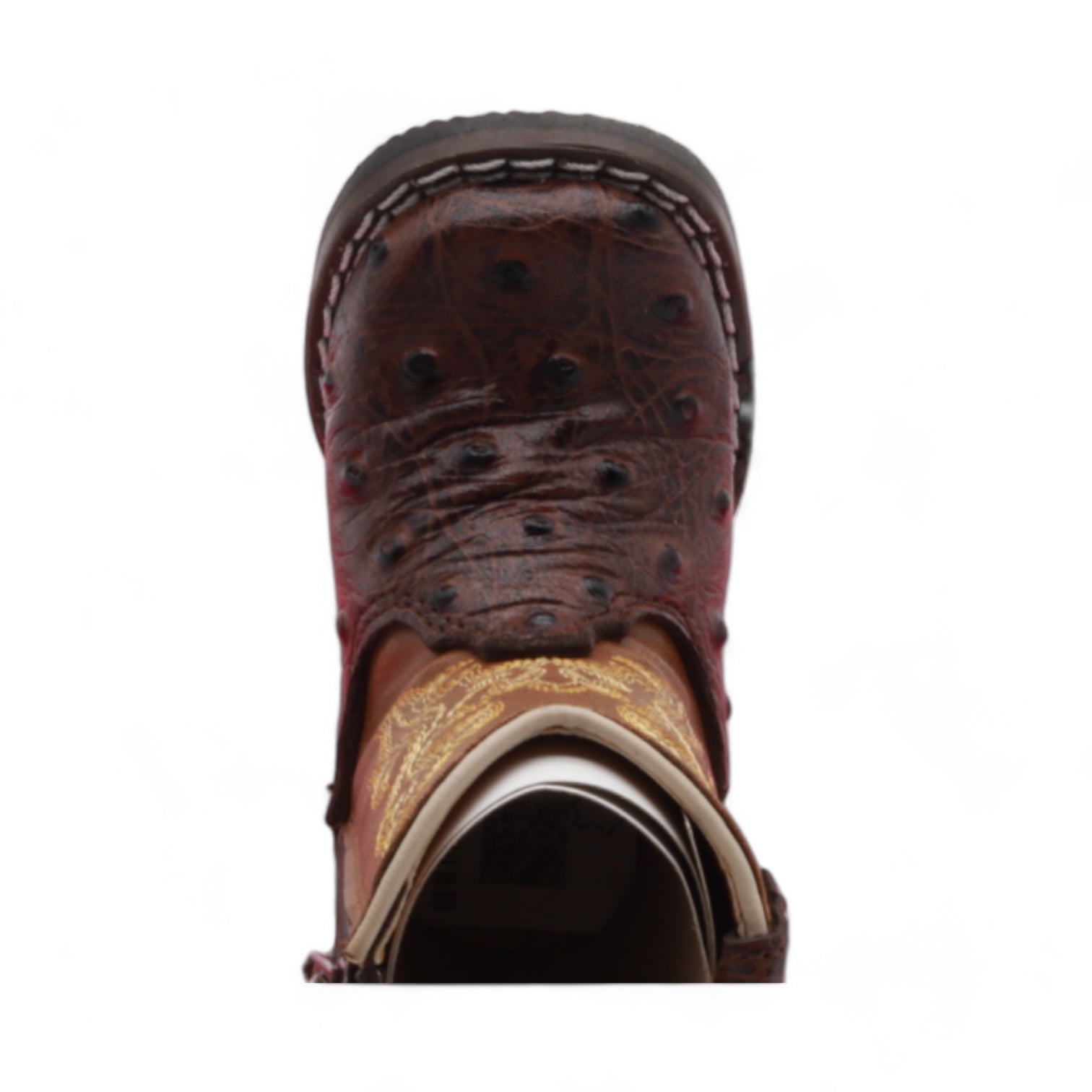 Cedric Baby's Brown Ostrich Print Leather Boots