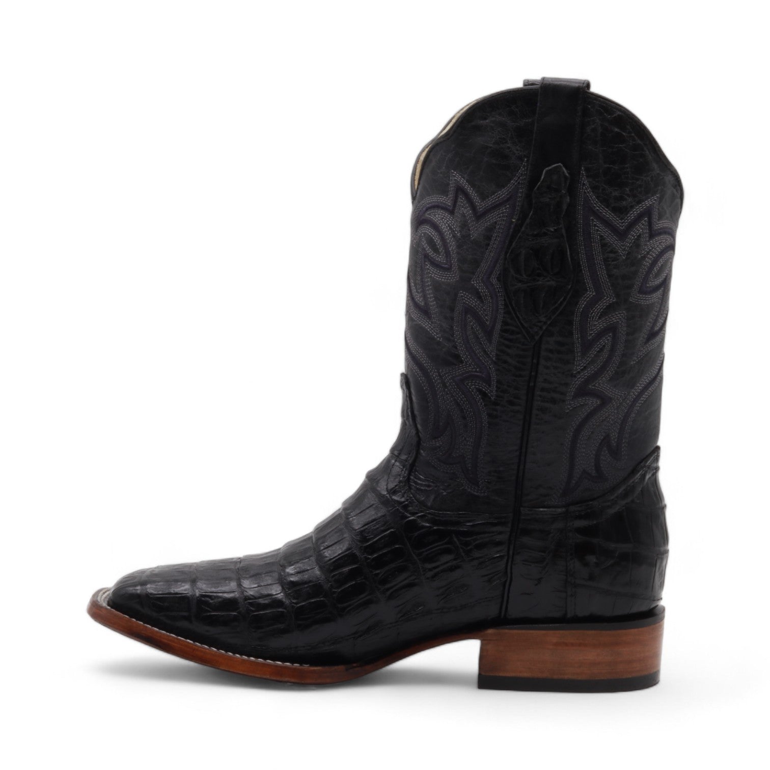 Keaton Men's Black Croc Belly Exotic Leather Boots