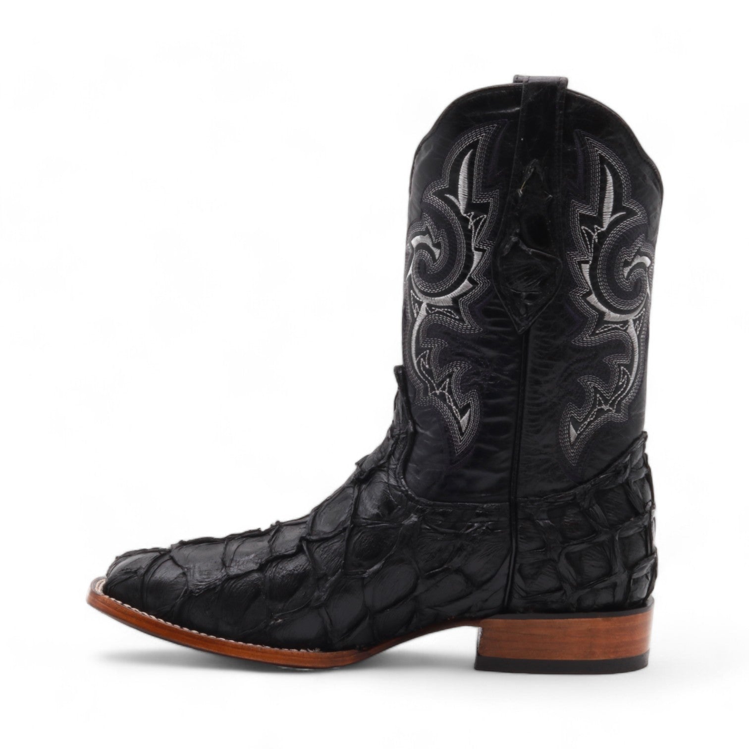 Orson Men's Black Pirarucu Exotic Leather Boots