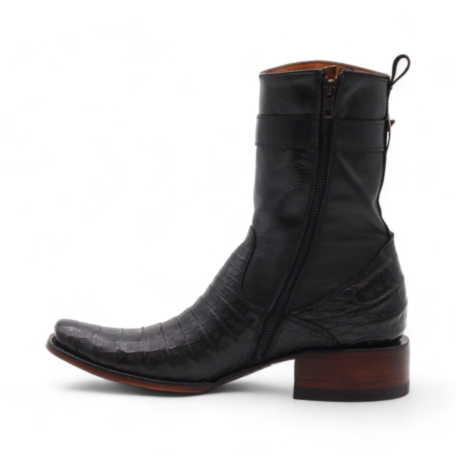 Caspian Men's Black Coco Exotic Leather Boots