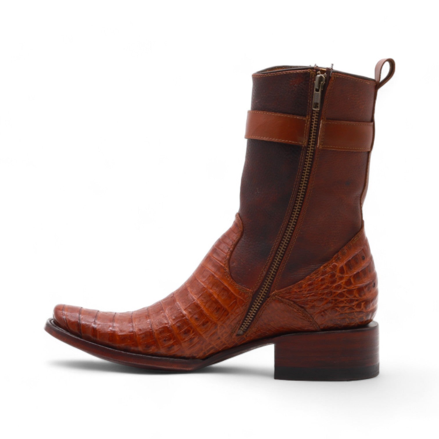 Warren Men's Camel Alligator Exotic Leather Boots