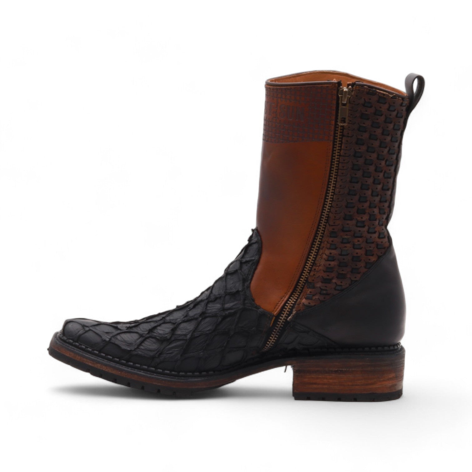 Mason Men's Black Pirarucu Exotic Leather Boots