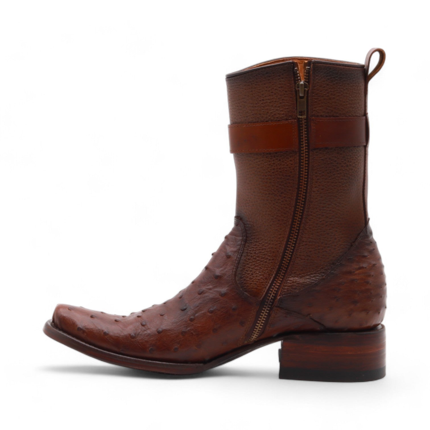 Collin Men's Brown Ostrich Exotic Leather Boots