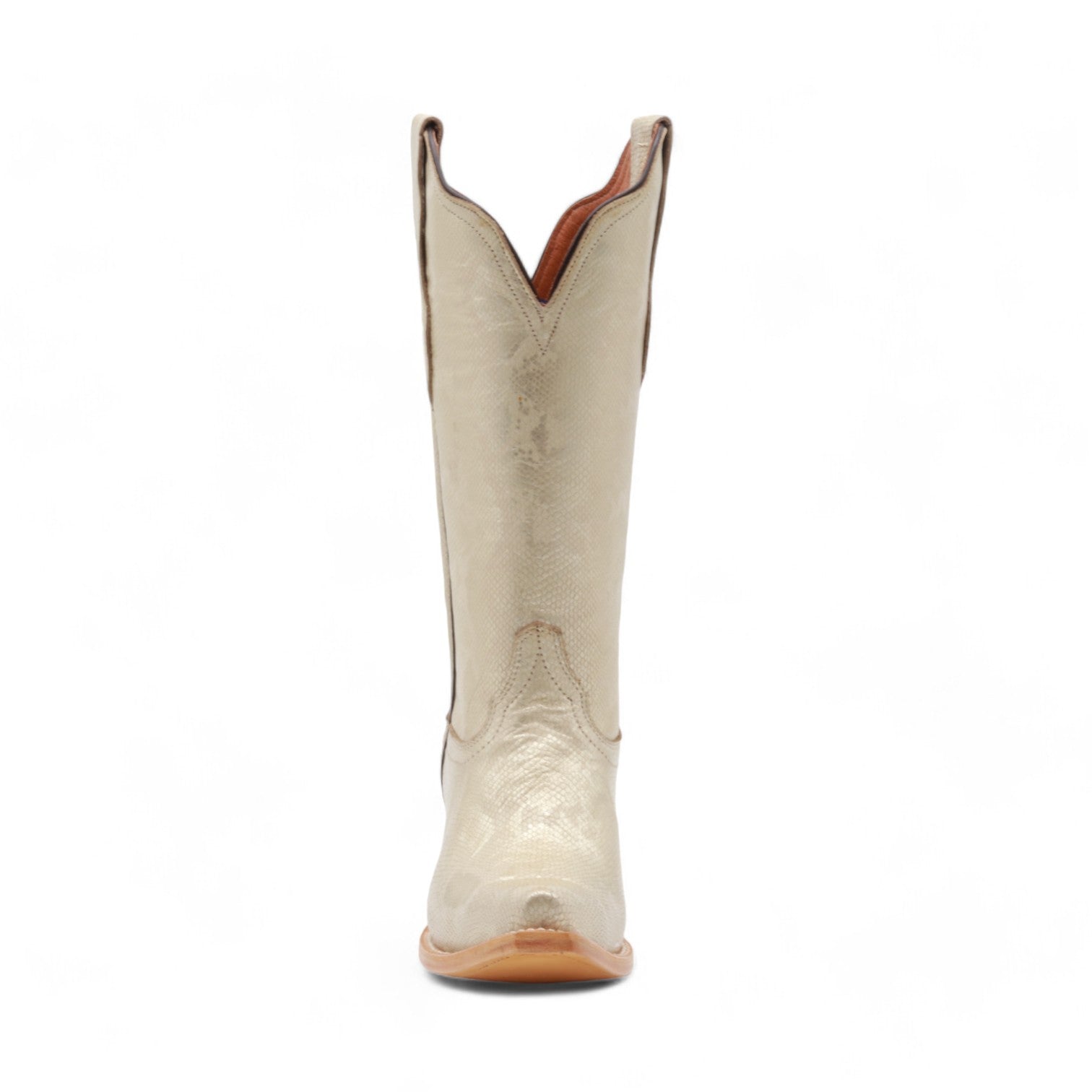 Lyra Women's Pale Gold Snake Print Leather Boots