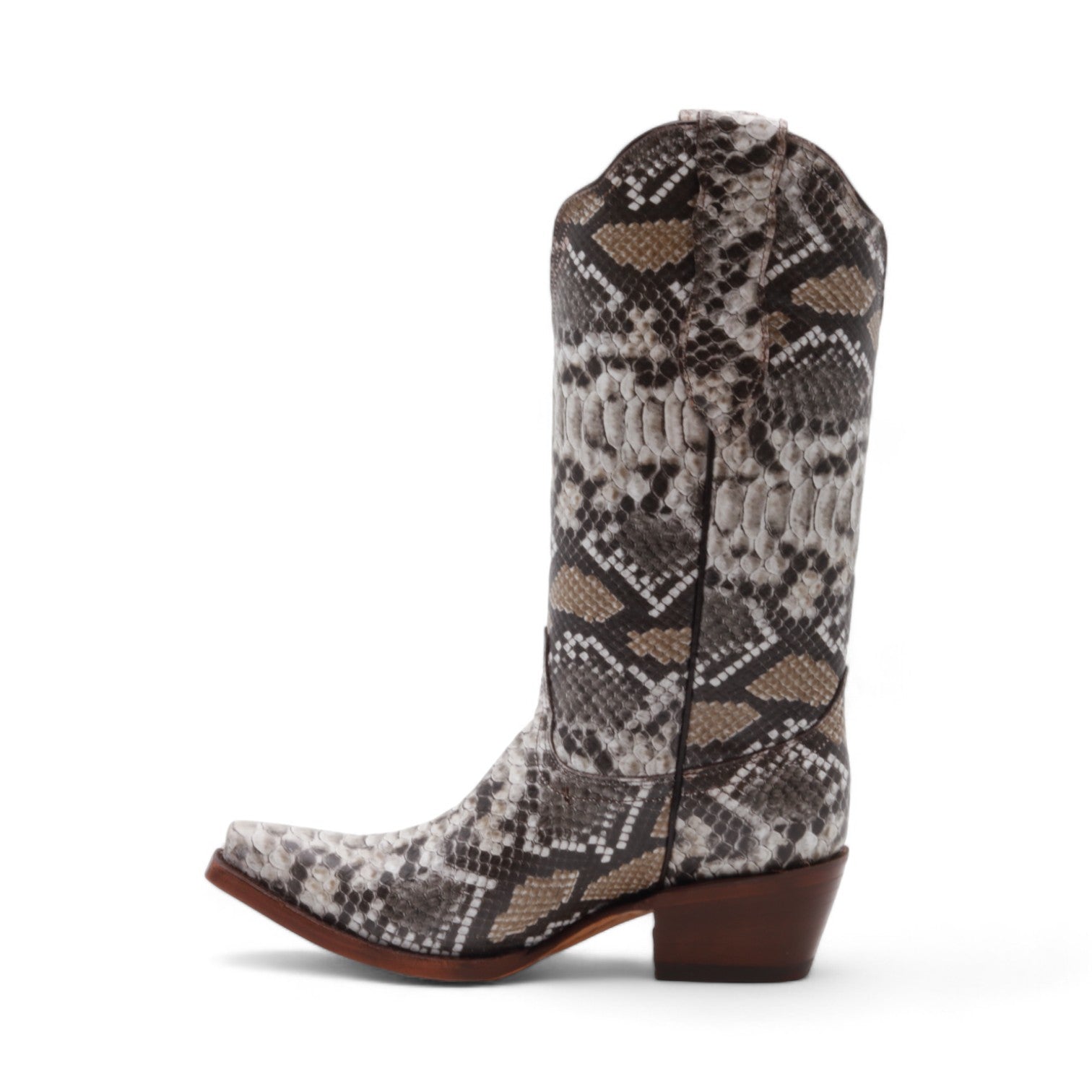 Lyra Women's Natural Snake Print Leather Boots