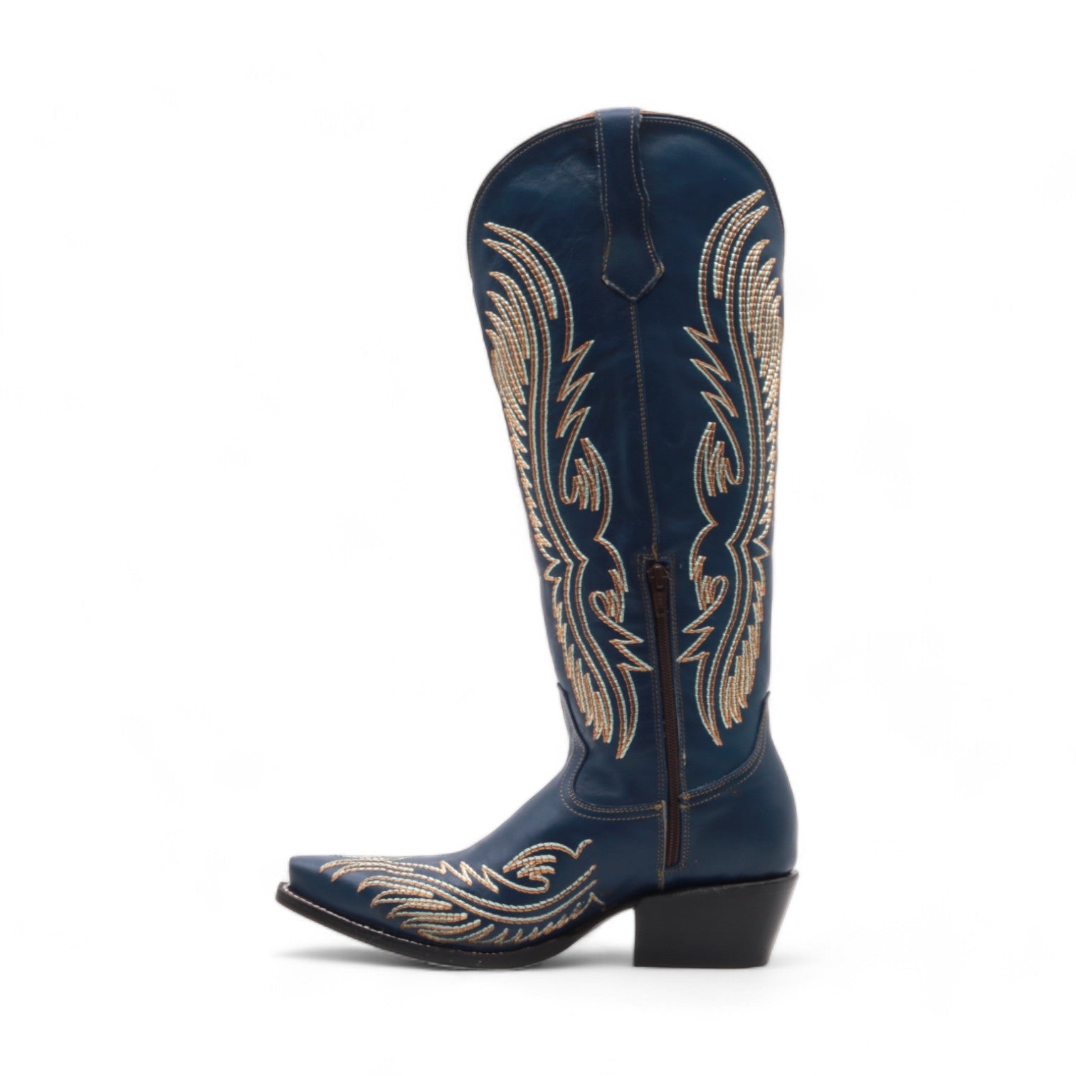 Napalina Women's Navy Blue Leather Boots