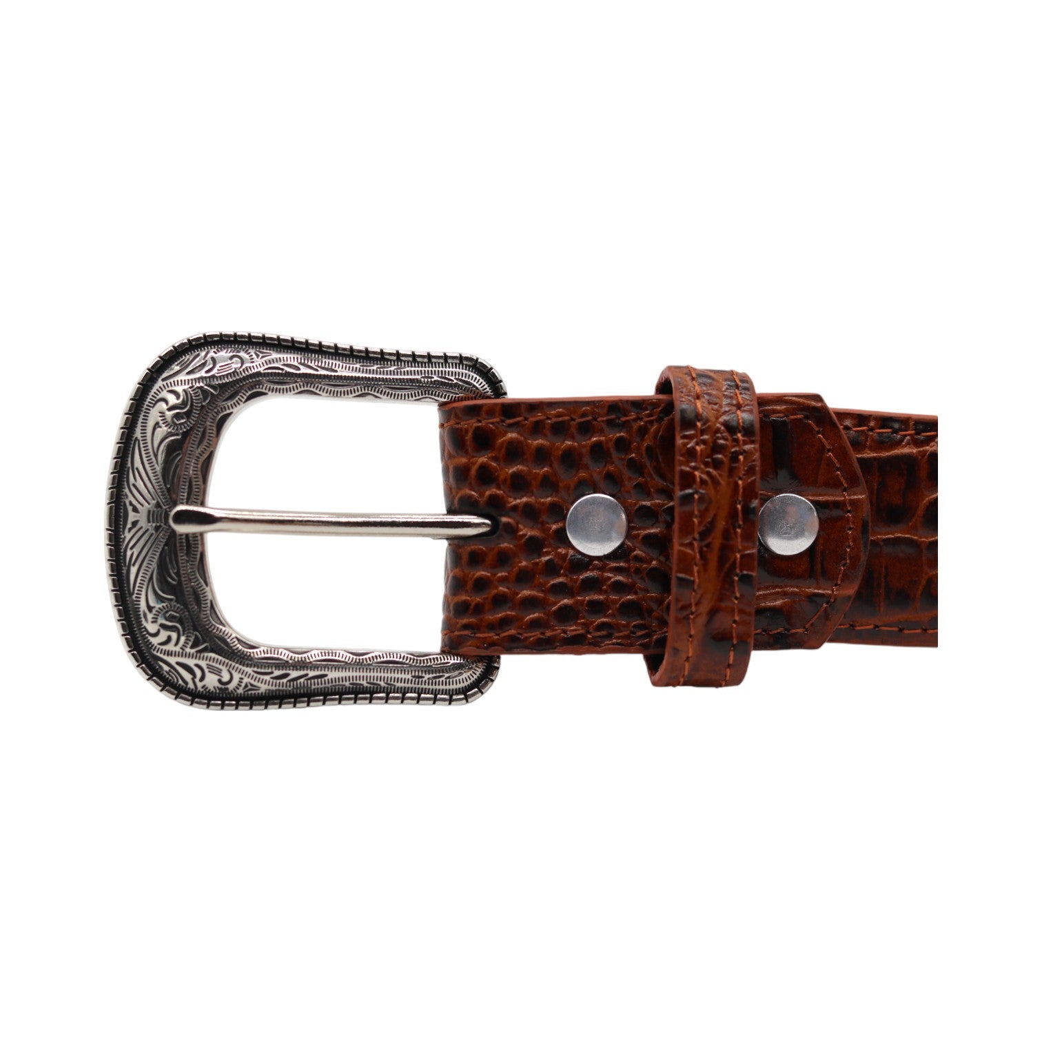 Illinois Shedron Crocodile Print Leather Belt