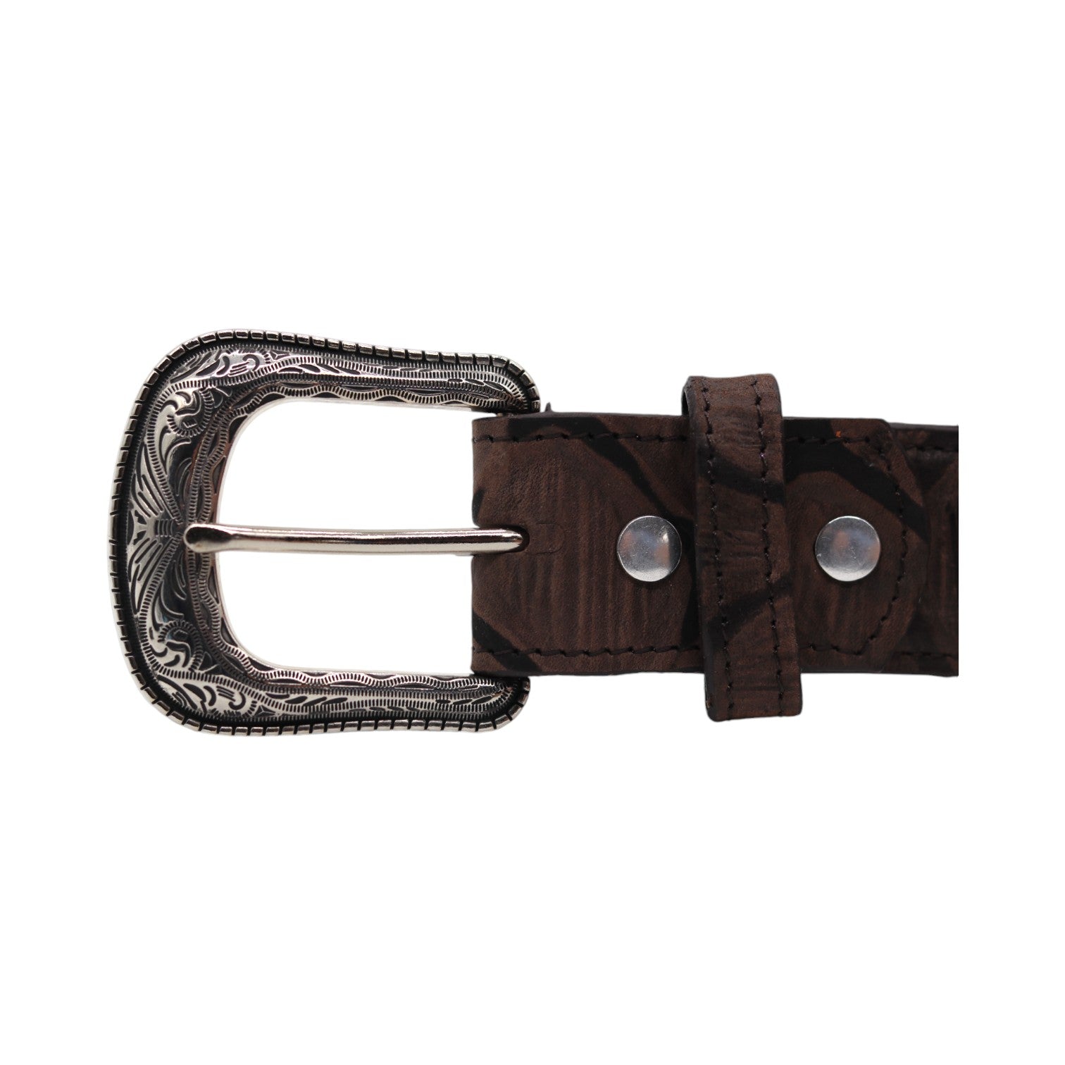 Kansas Brown Pirarucu Print Leather Belt