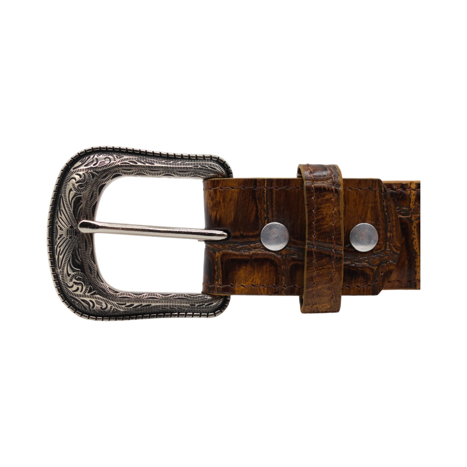 Montana Brown Alligator Print Leather Belt