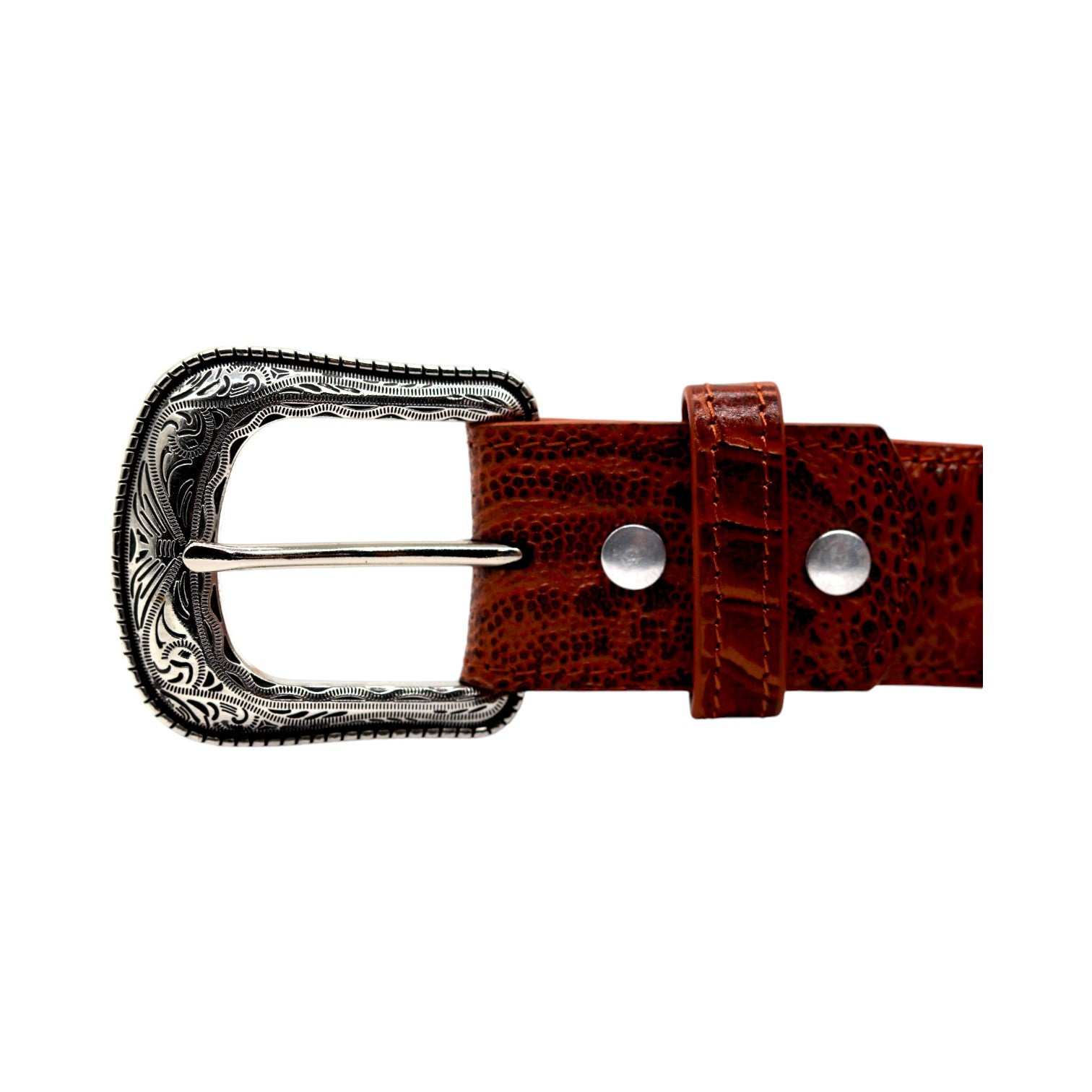 Oregon Shedron Ostrich Leg Print Leather Belt