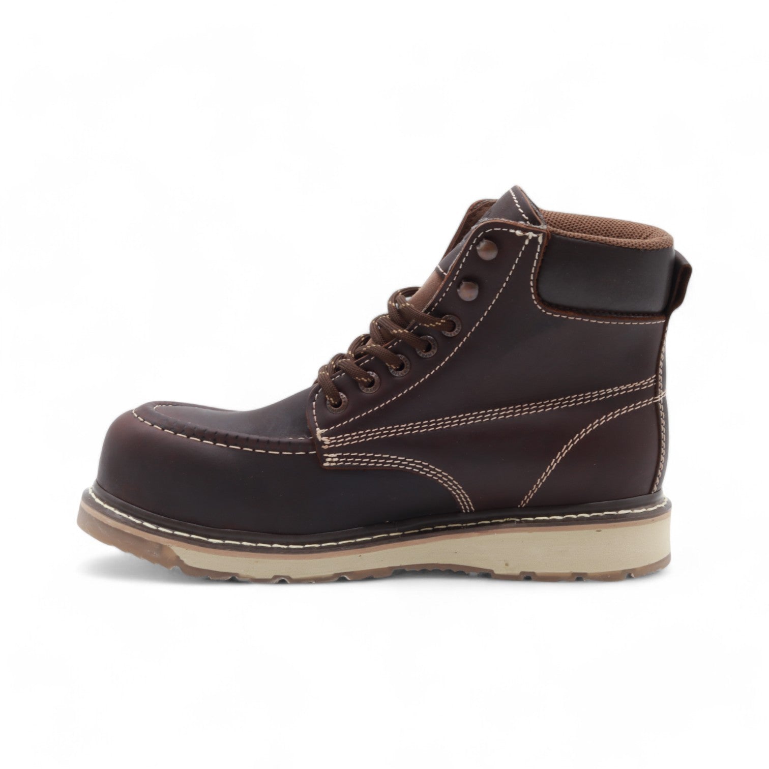 Antoa Cocoa Brown Leather Composite Safety Toe Short Boots